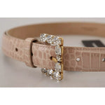 Dolce & Gabbana Beige Leather Crystal Buckle Women Belt WMB235-60