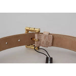 Dolce & Gabbana Beige Leather Crystal Buckle Women Belt WMB235-60