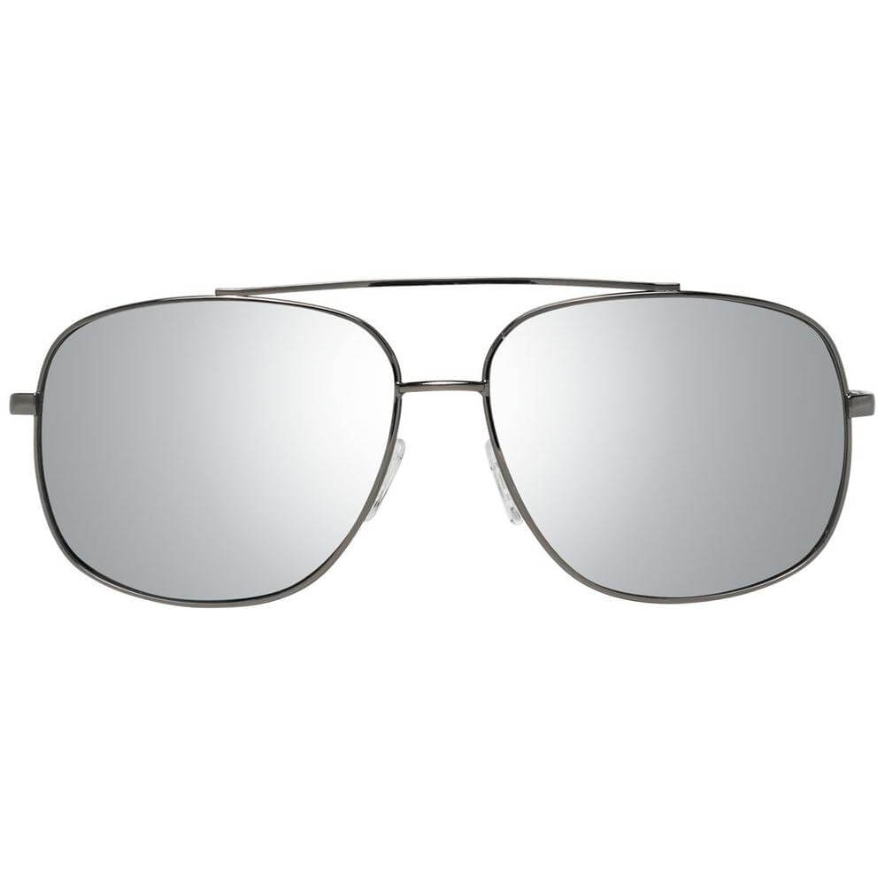 Gunmetal aviator sunglasses with gray mirrored lenses, metal frame, full-rim style, 100% UVA & UVB protection - Guess Men's.