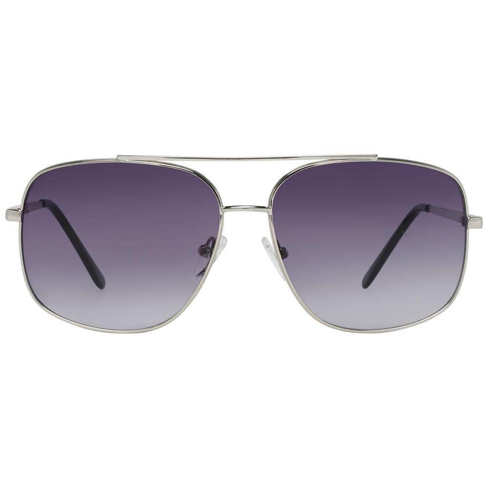Guess silver aviator sunglasses for men with grey gradient lenses and metal full-rim frame offering 100% UVA & UVB protection.
