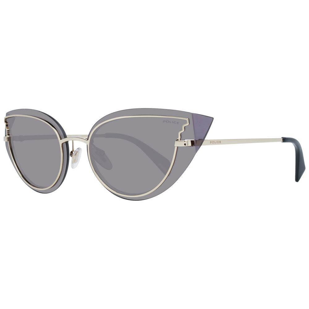 Rose gold cat eye sunglasses for women with grey lenses, plastic frame, 100% UVA & UVB protection, and branded case included.