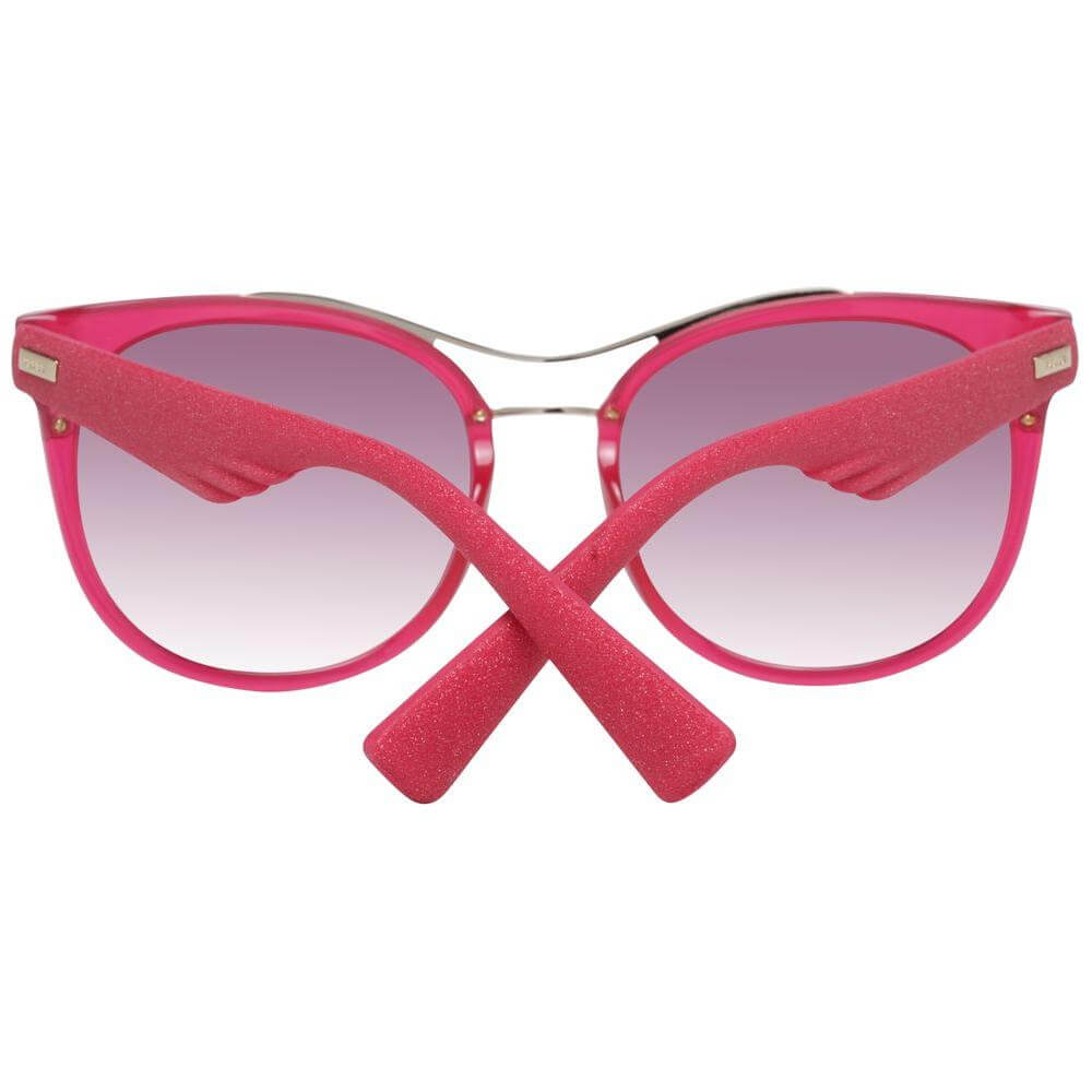 Back view of Police Purple Women Sunglasses with oval design and 100% UVA & UVB protection, featuring purple plastic frame and lenses.