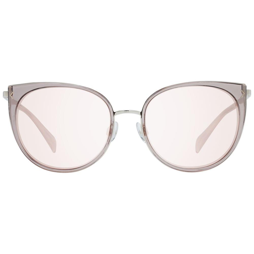 Karen Millen pink cat eye sunglasses for women with rose mirrored lenses, metal and plastic frame, 100% UVA & UVB protection
