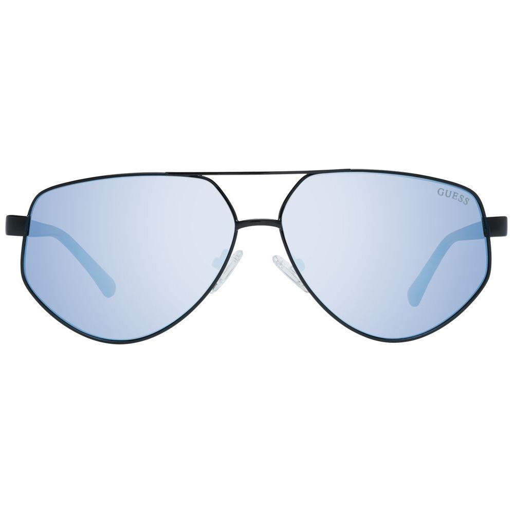 Guess black aviator sunglasses for women with mirrored grey lenses, black metal and plastic frame. 100% UVA & UVB protection.