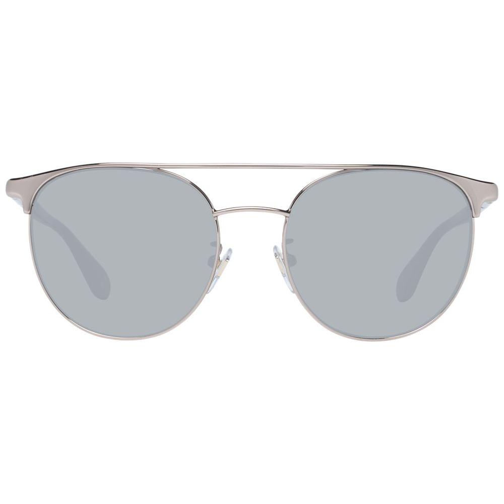 Carolina Herrera silver women sunglasses with blue lenses, full-rim aviator style. Metal and plastic frame. 100% UVA & UVB protection.