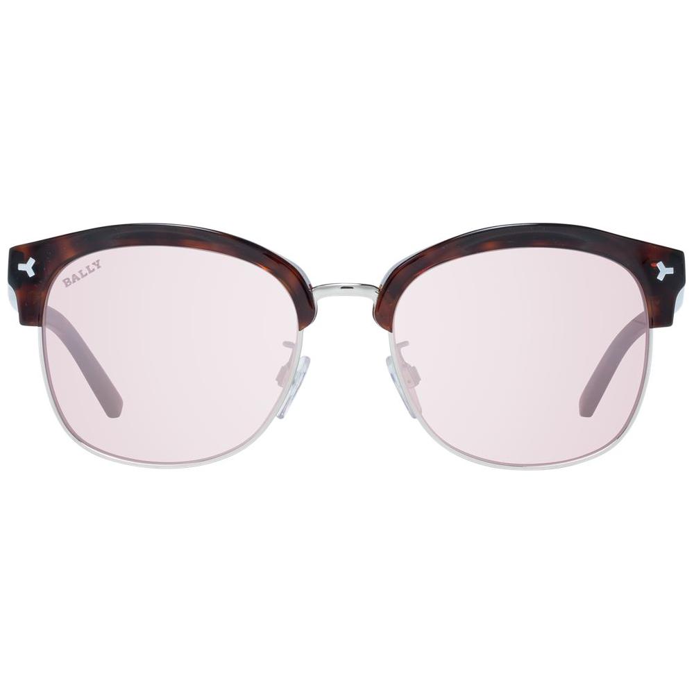 Bally Brown Unisex Sunglasses with mirrored rose lenses, metal & plastic oval frame, providing 100% UVA & UVB protection.