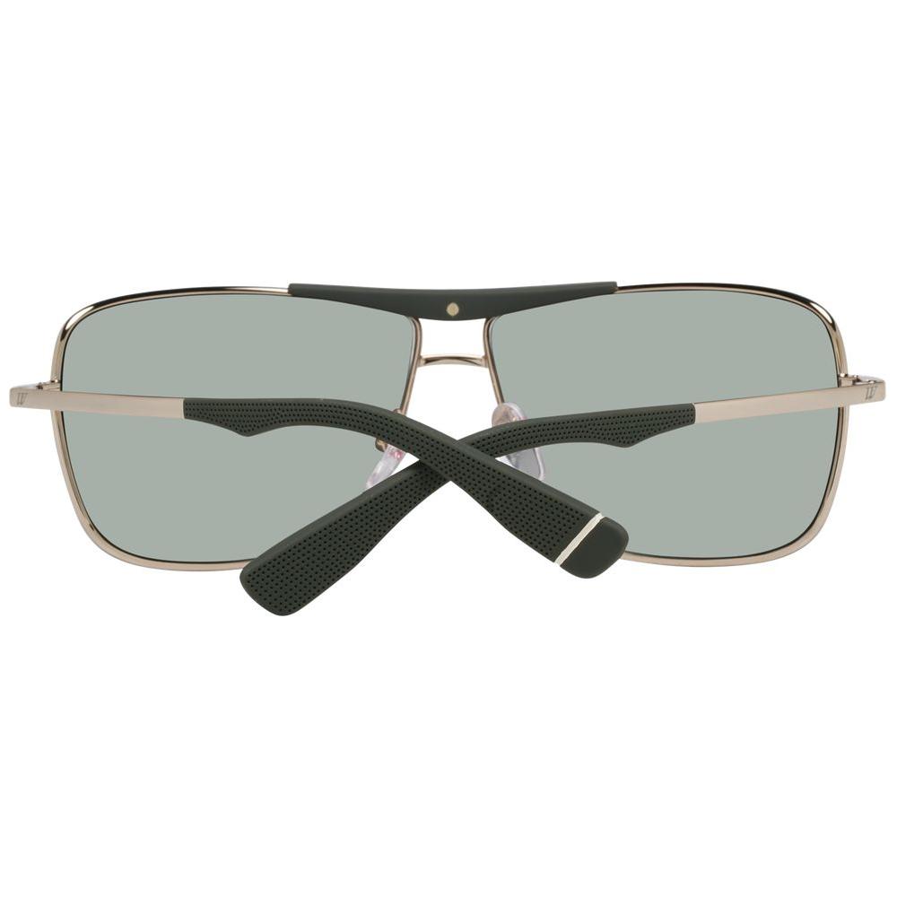 Web Gold men's sunglasses with gold metal and plastic frame, green gradient lenses. 100% UVA & UVB protection, oval style.