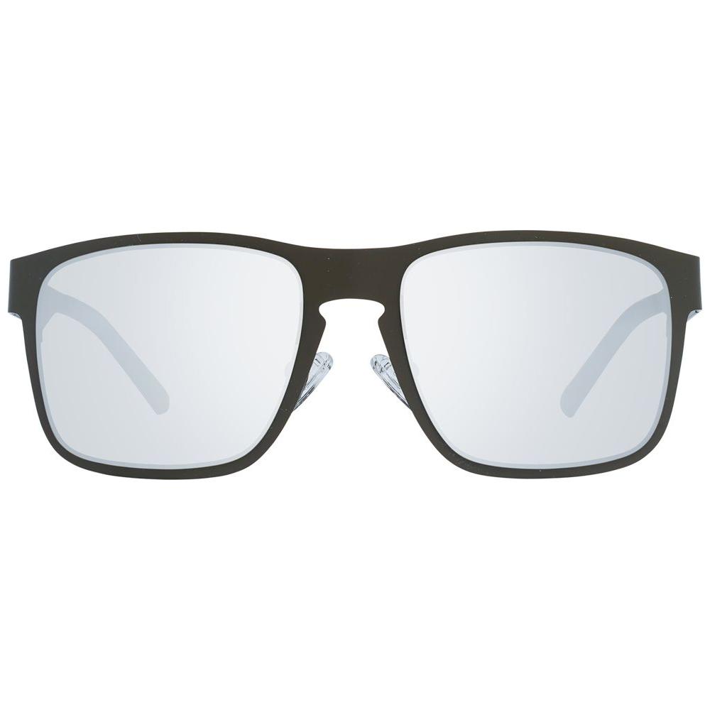 Guess gray men's sunglasses with metal full-rim frame and UV protection, featuring rectangle lenses and modern style.