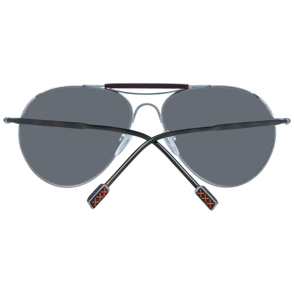 Ermenegildo Zegna gold aviator sunglasses with gradient grey lenses, titanium frame, and full UV protection.