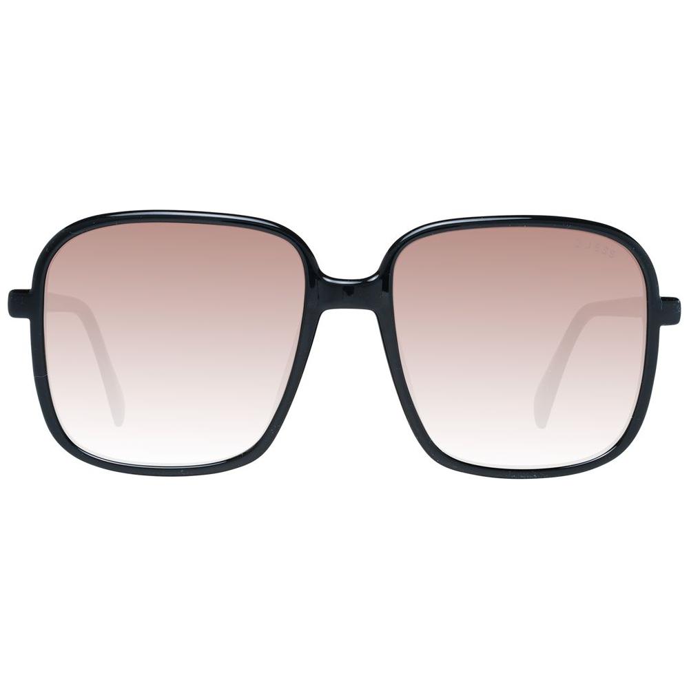 Guess women's black square sunglasses with gradient brown lenses, full-rim plastic frame. 100% UVA & UVB protection included case.