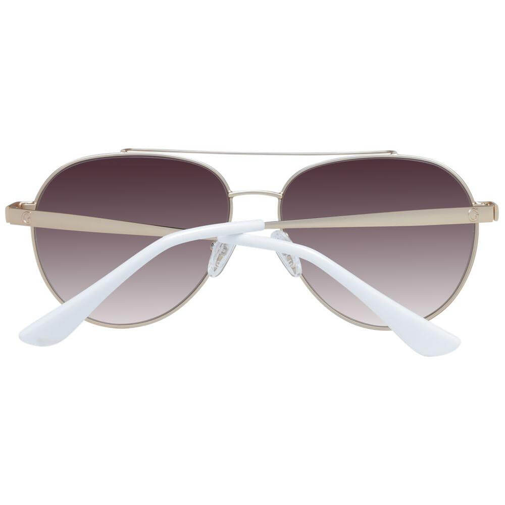 Gold aviator sunglasses for women with gradient brown lenses, full-rim metal frame, 100% UVA & UVB protection, style 56-14-140.