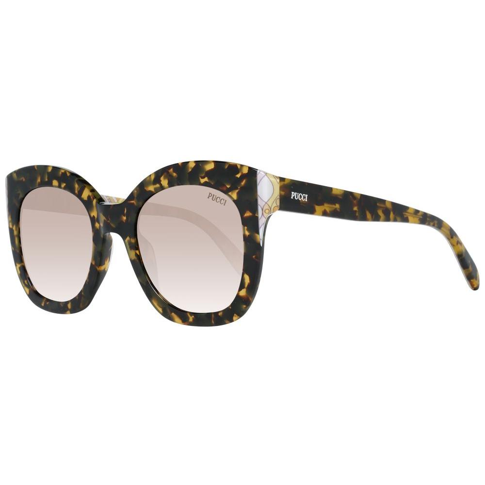 Emilio Pucci multicolor square women's sunglasses with beige gradient lenses and plastic frame, 100% UVA & UVB protection.