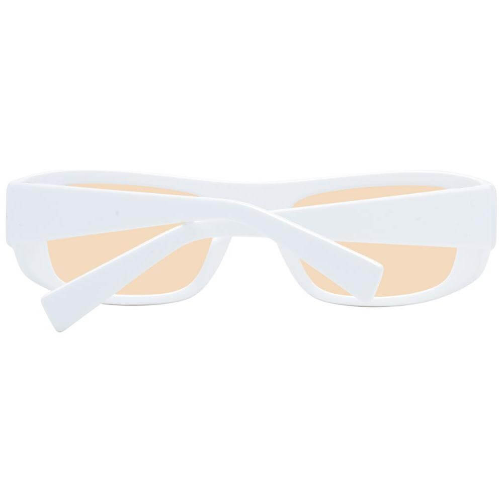 Guess White Unisex Sunglasses with orange lenses, full-rim plastic frame, rectangle style, includes branded case, 100% UVA & UVB protection.