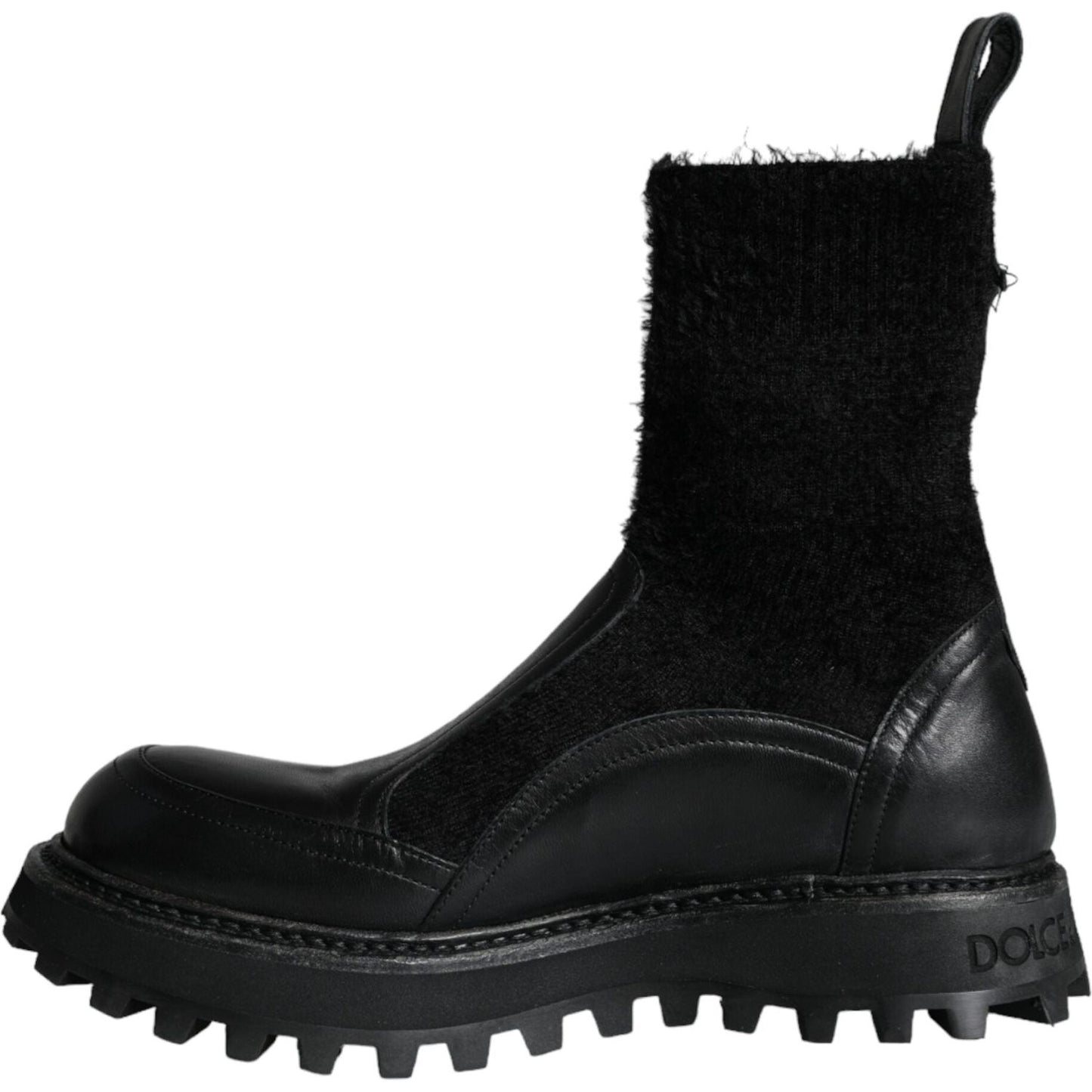 Dolce & Gabbana Black DG Logo Horse Sock Ankle Boots Shoes Dolce & Gabbana Black