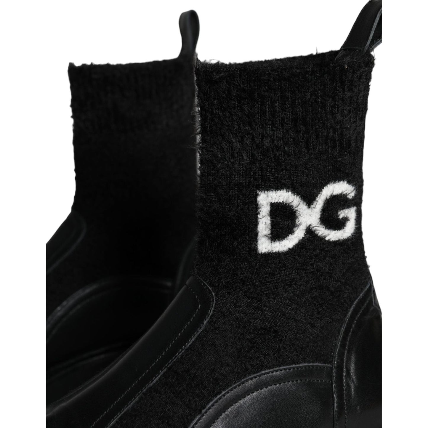 Dolce & Gabbana Black DG Logo Horse Sock Ankle Boots Shoes Dolce & Gabbana Black