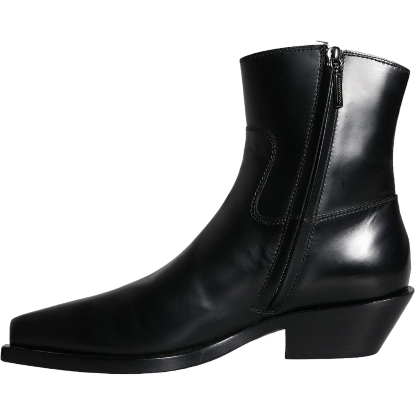 Dolce & Gabbana Black Leather Ankle Boots Booties Shoes Dolce & Gabbana Black
