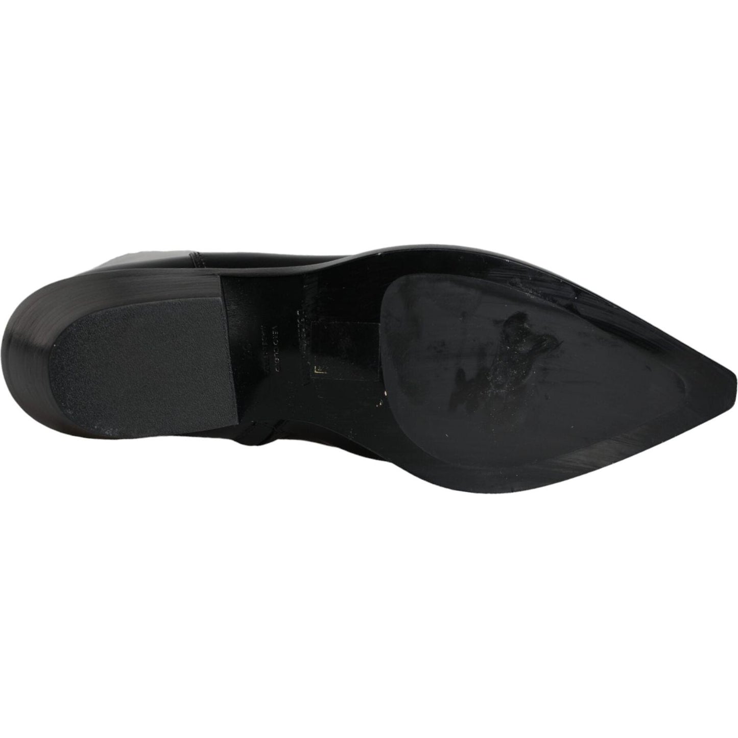 Dolce & Gabbana Black Leather Ankle Boots Booties Shoes Dolce & Gabbana Dark Slate Gray