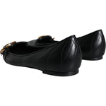 Dolce & Gabbana Black Devotion Leather Pointy Flats Shoes LA11446-38