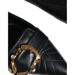 Dolce & Gabbana Black Devotion Leather Pointy Flats Shoes LA11446-38