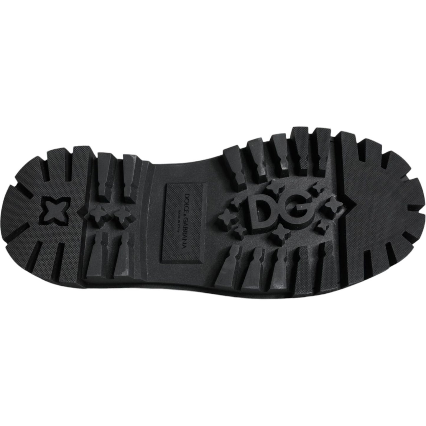 Dolce & Gabbana Black Leather Trekking Derby Embellished Shoes Dolce & Gabbana Dark Slate Gray