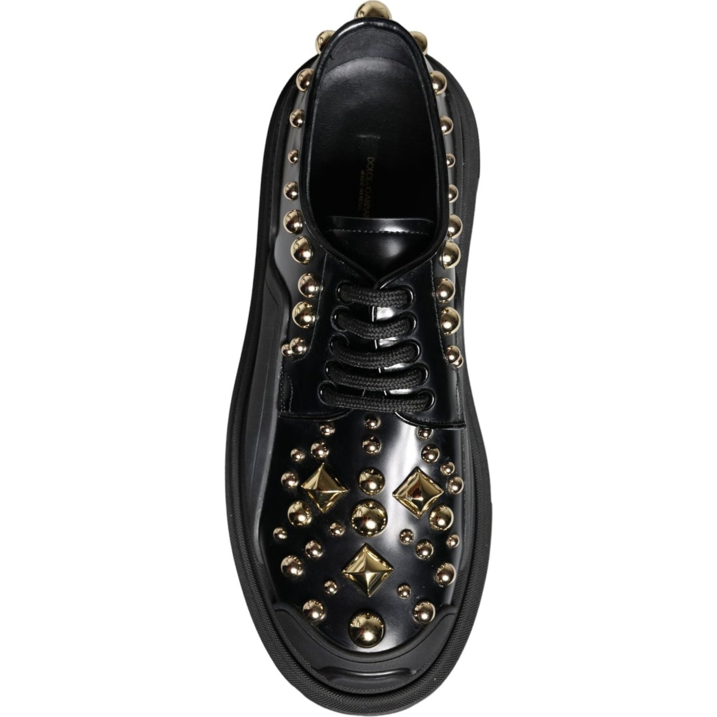 Dolce & Gabbana Black Leather Trekking Derby Embellished Shoes Dolce & Gabbana Black