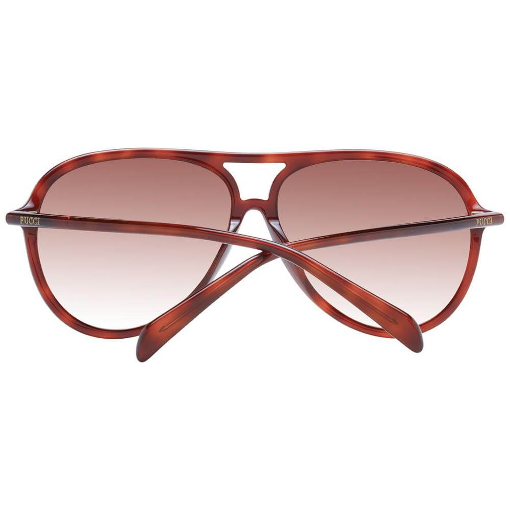 Emilio Pucci brown women's sunglasses, aviator style, full-rim frame, gradient lenses, 100% UVA & UVB protection, includes branded case