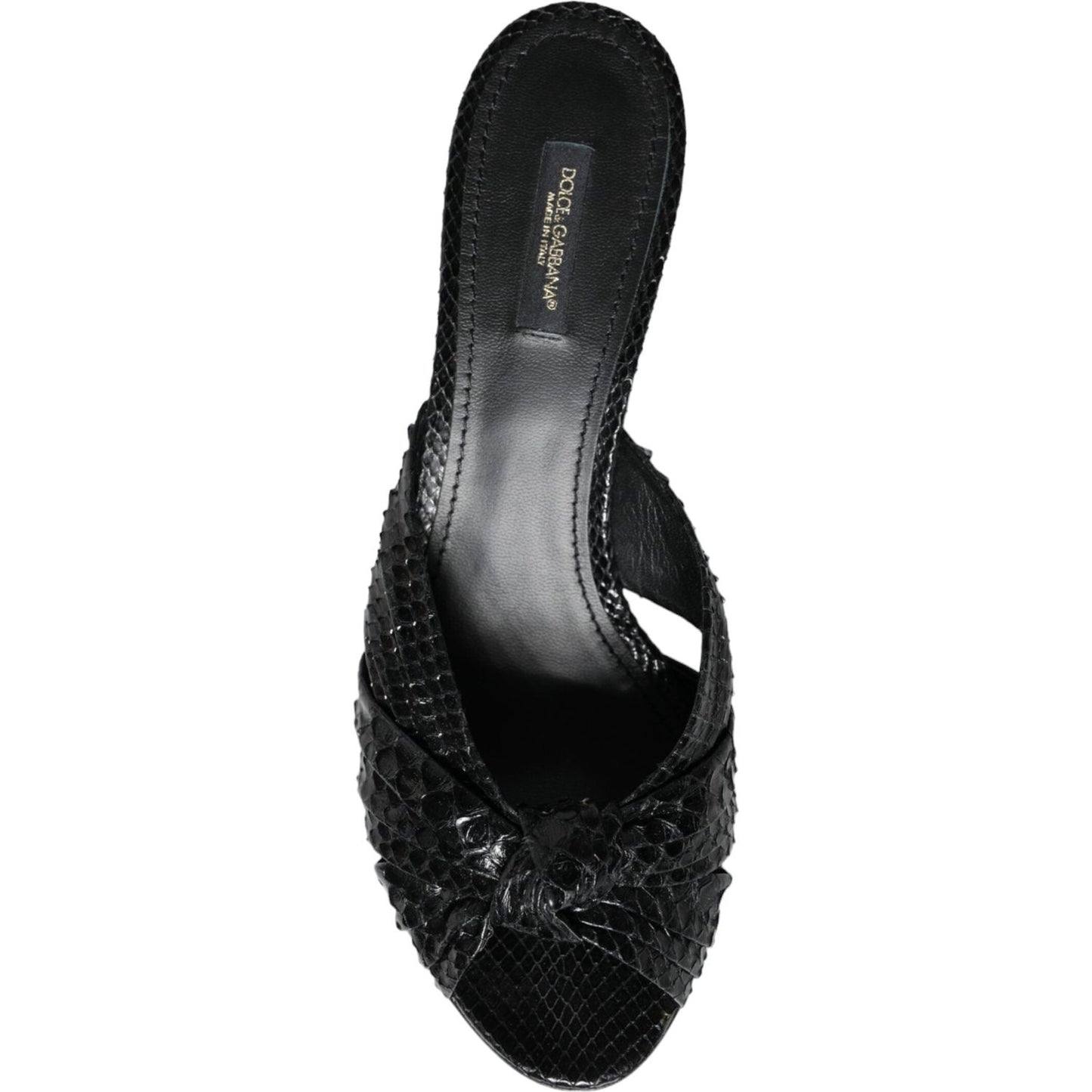 Dolce & Gabbana Black Leather Heels Slides Sandals Shoes Dolce & Gabbana Black