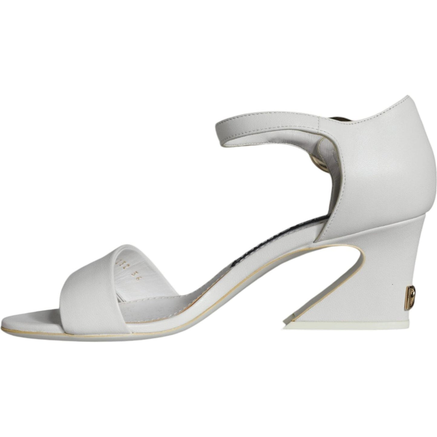 Dolce & Gabbana White Leather Heels Keira Sandals Shoes Dolce & Gabbana Light Gray