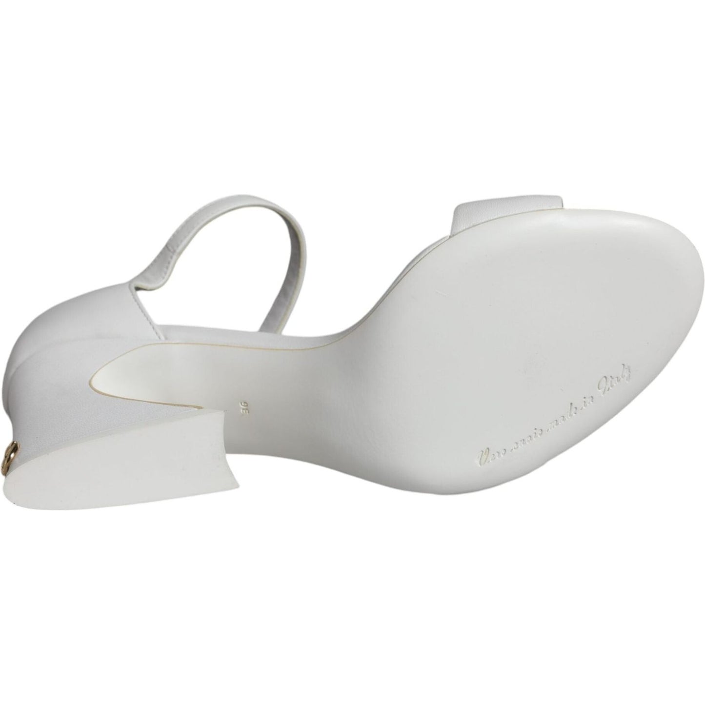 Dolce & Gabbana White Leather Heels Keira Sandals Shoes Dolce & Gabbana Light Gray
