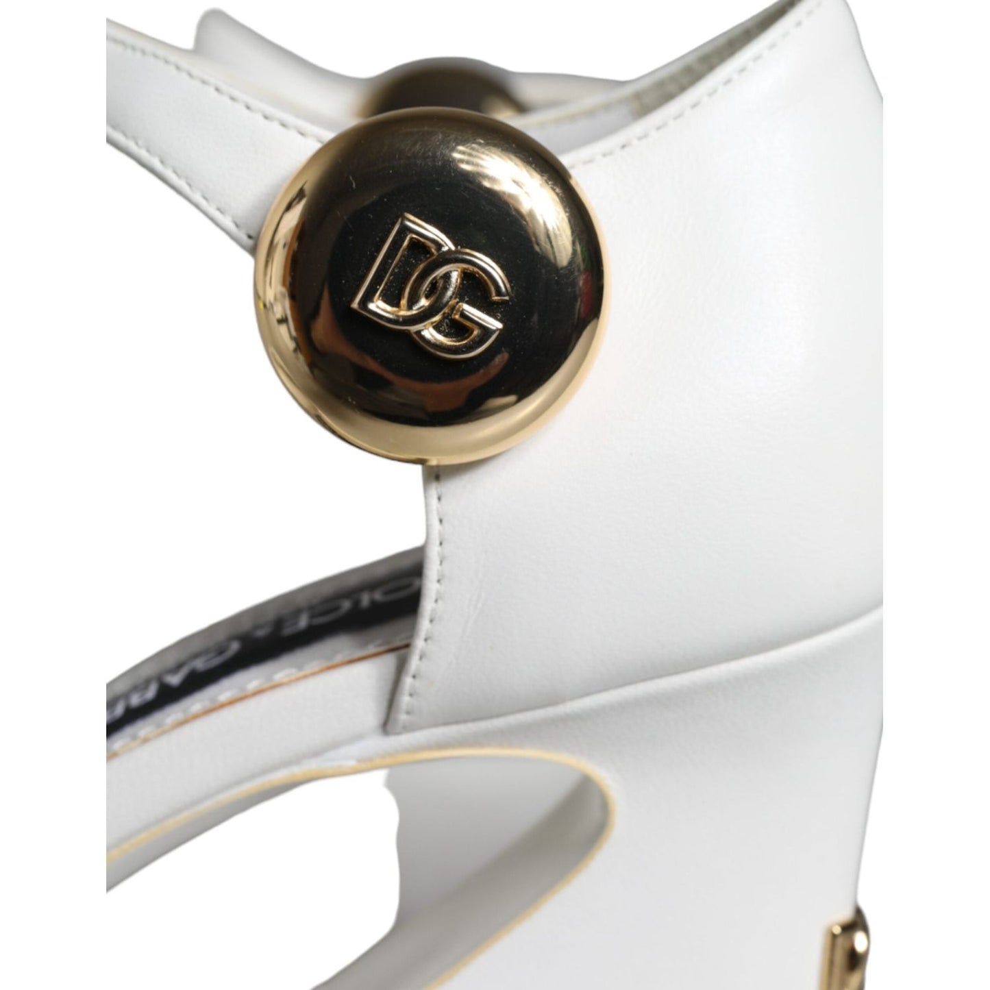 Dolce & Gabbana White Leather Heels Keira Sandals Shoes Dolce & Gabbana Light Gray