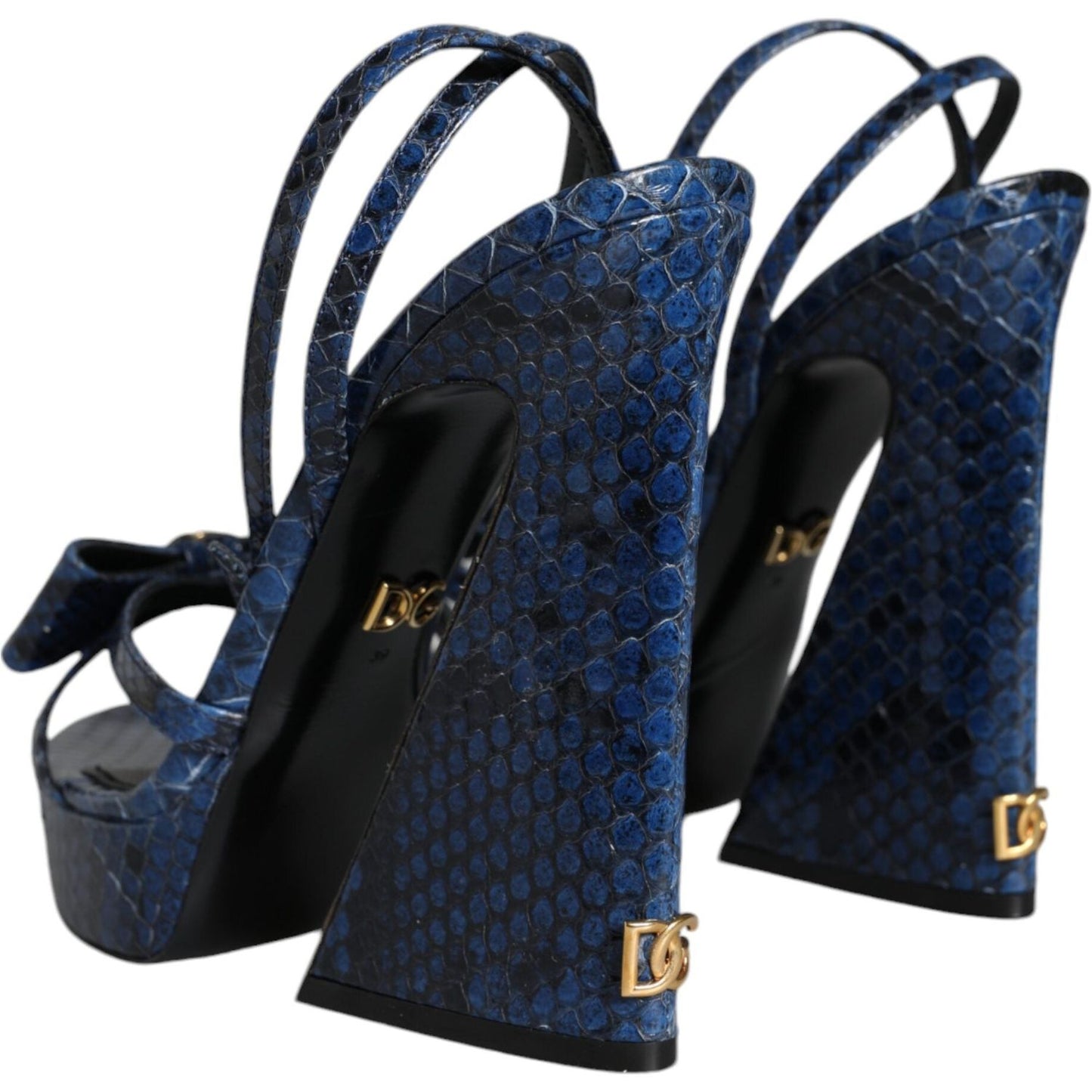 Dolce & Gabbana Blue Leather Ankle Strap Heels Sandals Shoes Dolce & Gabbana Dark Slate Gray