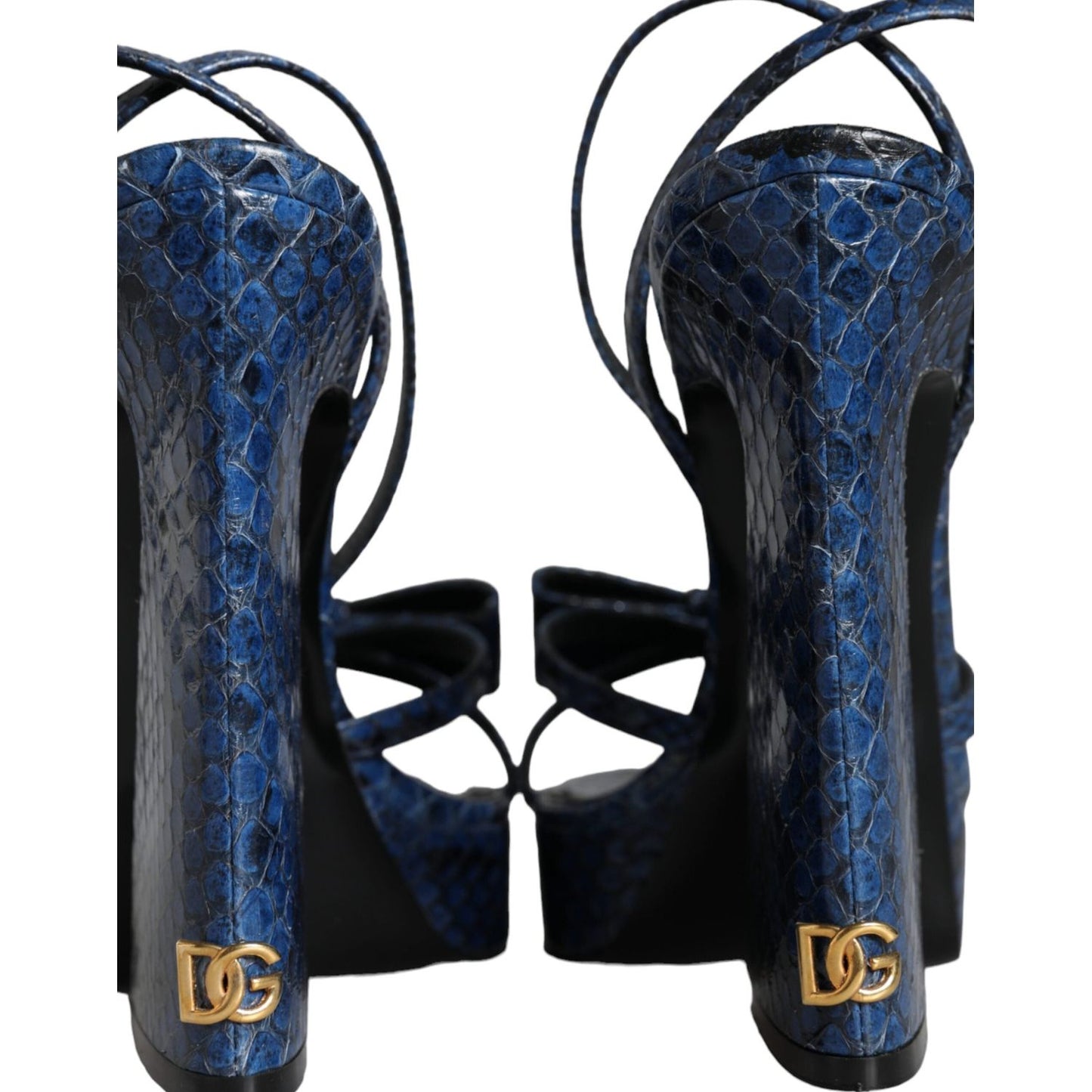 Dolce & Gabbana Blue Leather Ankle Strap Heels Sandals Shoes Dolce & Gabbana Dark Slate Gray