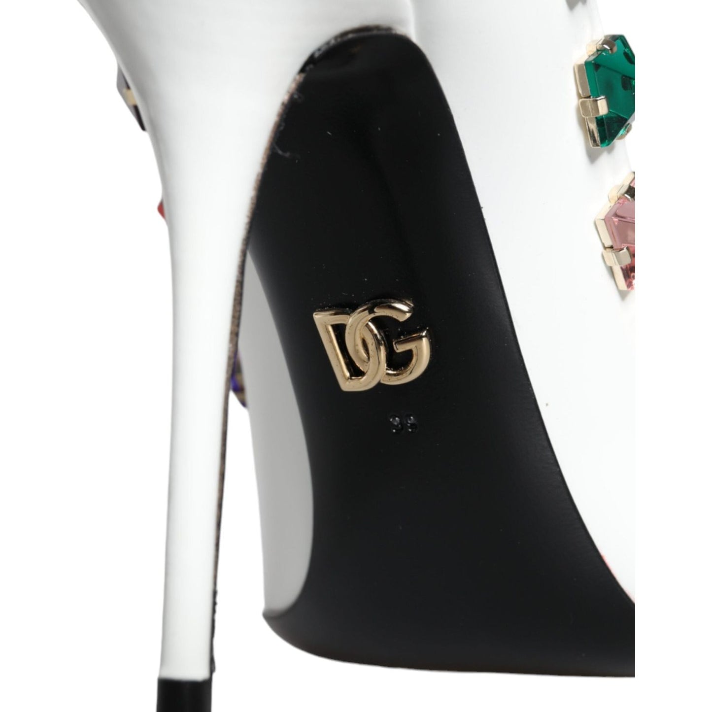 Dolce & Gabbana White Crystals Leather High Heels Pumps Shoes Dolce & Gabbana Black