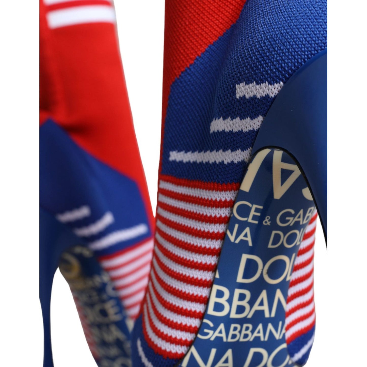 Dolce & Gabbana Red Blue Stretch Sock Style Ankle Boots Logo Shoes Dolce & Gabbana Pale Violet Red