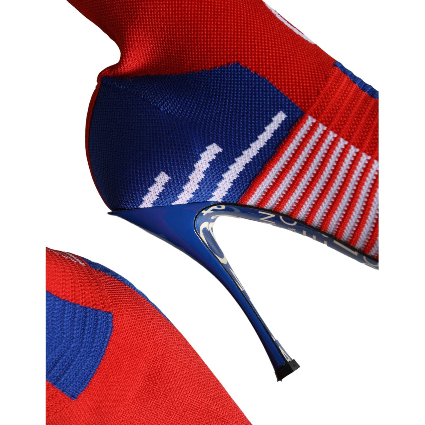 Dolce & Gabbana Red Blue Stretch Sock Style Ankle Boots Logo Shoes Dolce & Gabbana Midnight Blue