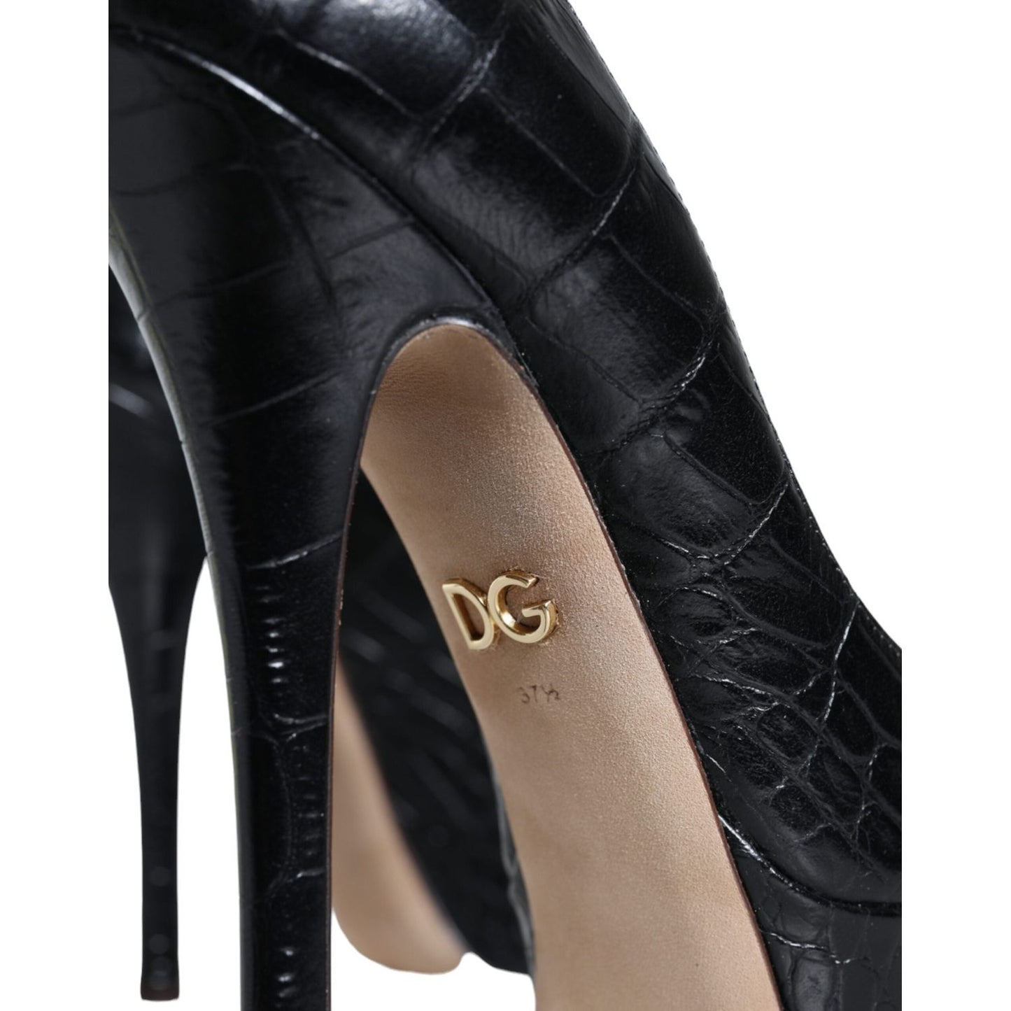 Dolce & Gabbana Black Leather Platform Heels Pumps Shoes Dolce & Gabbana Black