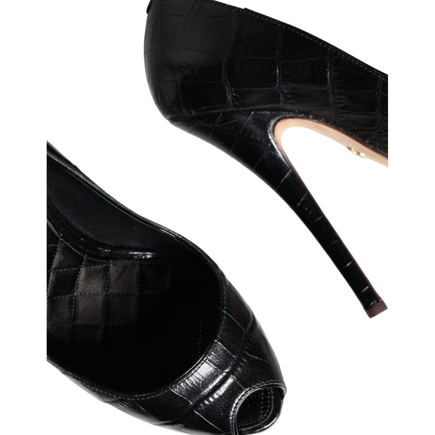 Dolce & Gabbana Black Leather Platform Heels Pumps Shoes Dolce & Gabbana Black