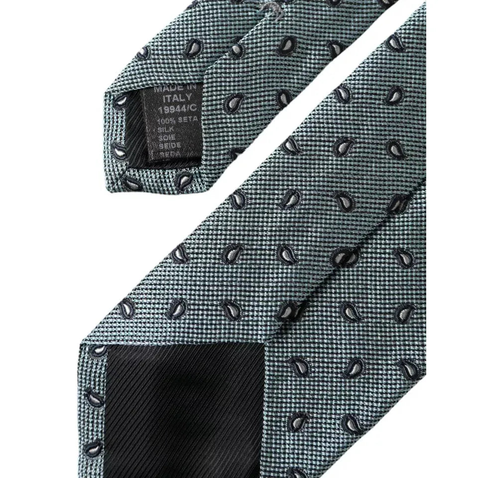Dolce & Gabbana Green 100% Silk Patterned Adjustable Men Tie KRA3327