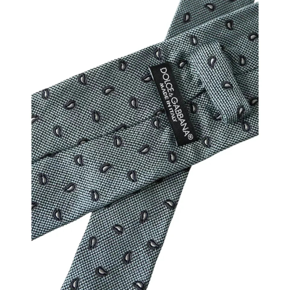 Dolce & Gabbana Green 100% Silk Patterned Adjustable Men Tie KRA3327