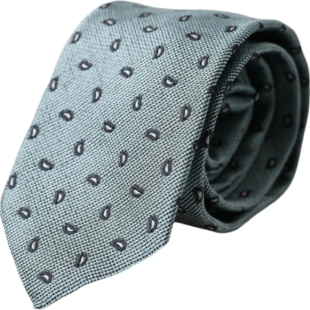 Dolce & Gabbana Green 100% Silk Patterned Adjustable Men Tie KRA3327