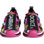 Dolce & Gabbana Pink Sorrento Crystals Low Top Sneakers Shoes LA11380-35