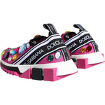 Dolce & Gabbana Pink Sorrento Crystals Low Top Sneakers Shoes LA11380-35