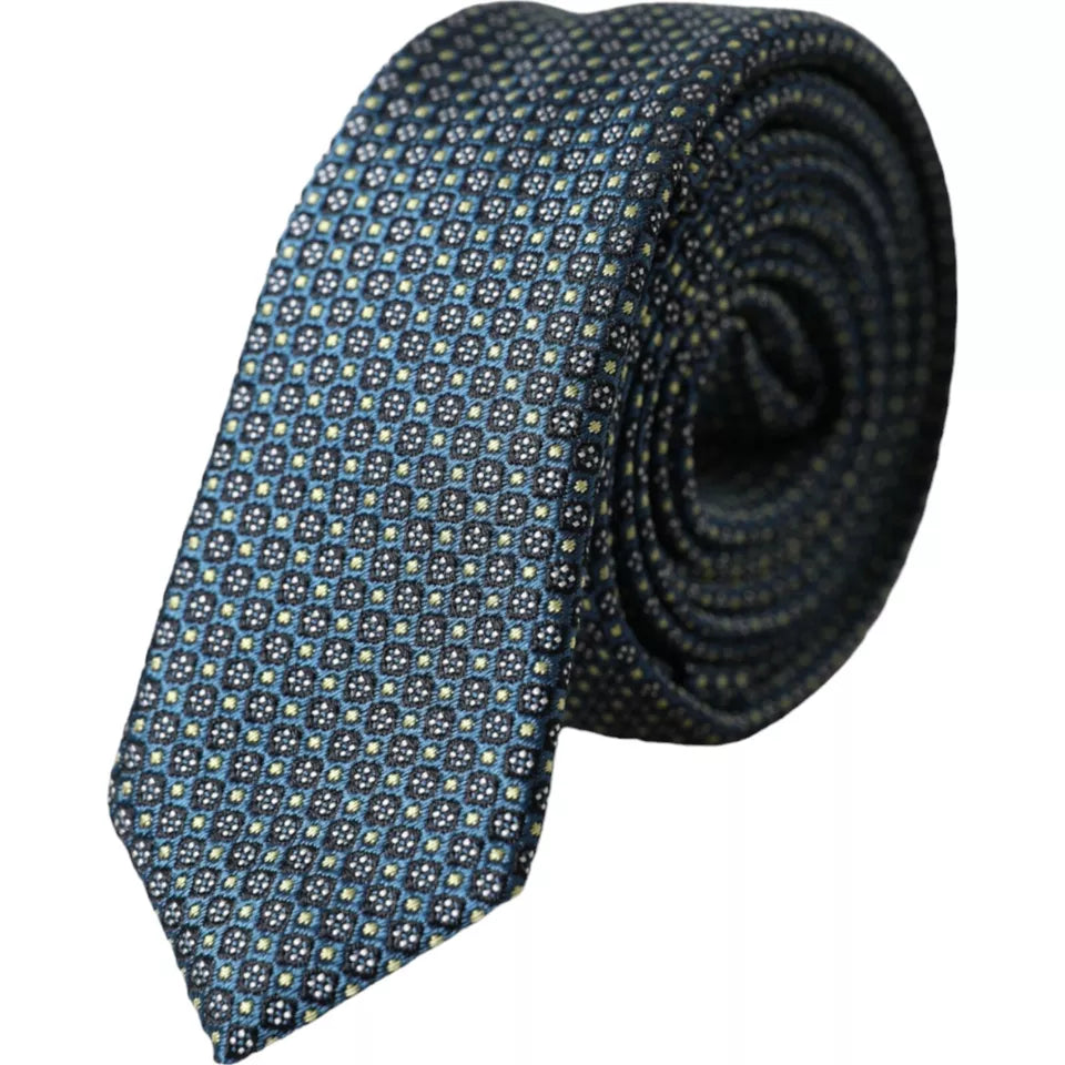 Dolce & Gabbana Green Patterned 100% Silk Adjustable Men Tie KRA3329