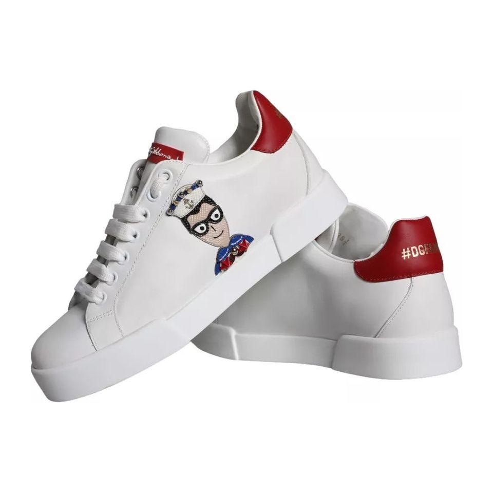 Dolce & Gabbana White Patch Calfskin Nappa Portofino Sneakers Shoes Dolce & Gabbana Light Gray