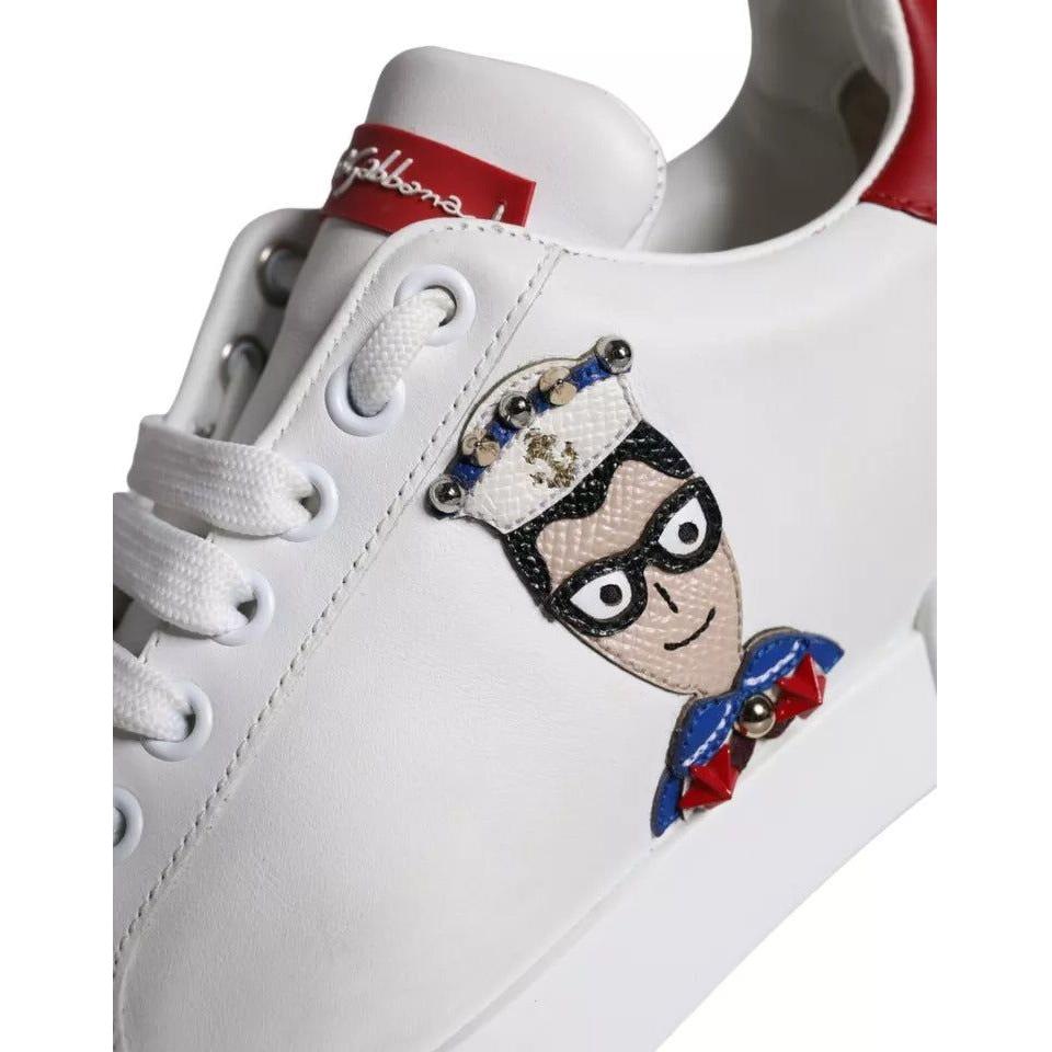 Dolce & Gabbana White Patch Calfskin Nappa Portofino Sneakers Shoes Dolce & Gabbana Light Gray