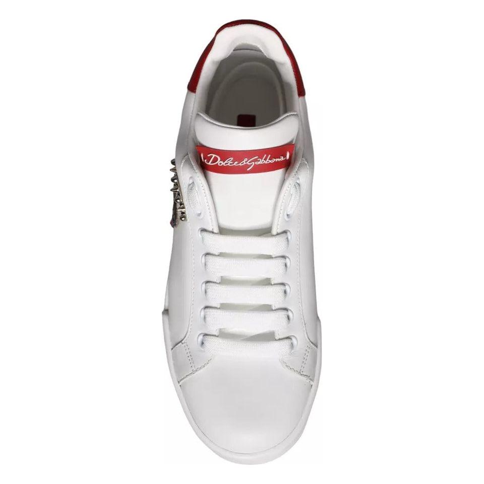 Dolce & Gabbana White Patch Calfskin Nappa Portofino Sneakers Shoes Dolce & Gabbana Light Gray