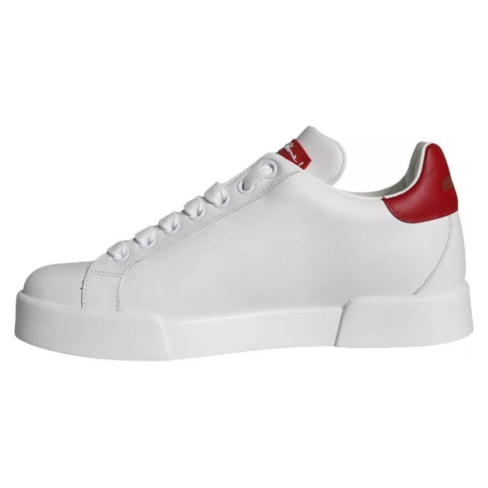 Dolce & Gabbana White Patch Calfskin Nappa Portofino Sneakers Shoes Dolce & Gabbana Light Gray