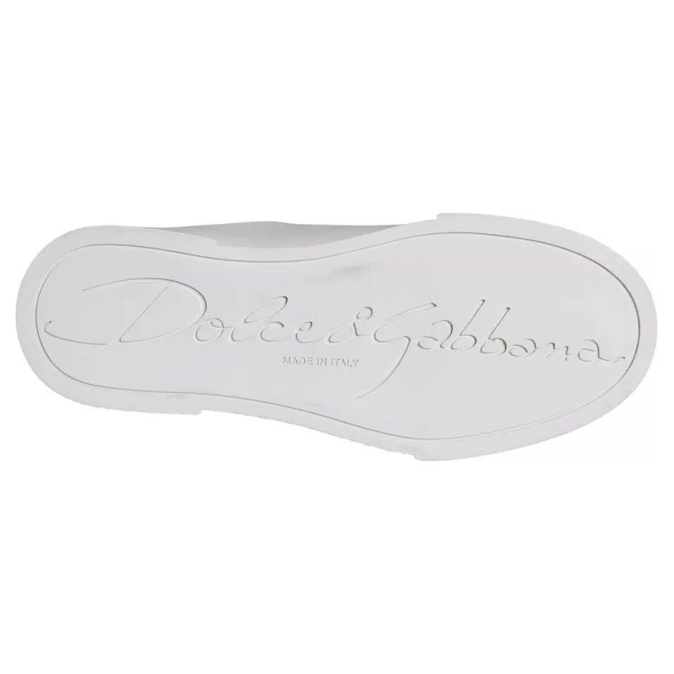 Dolce & Gabbana White Patch Calfskin Nappa Portofino Sneakers Shoes Dolce & Gabbana Light Gray
