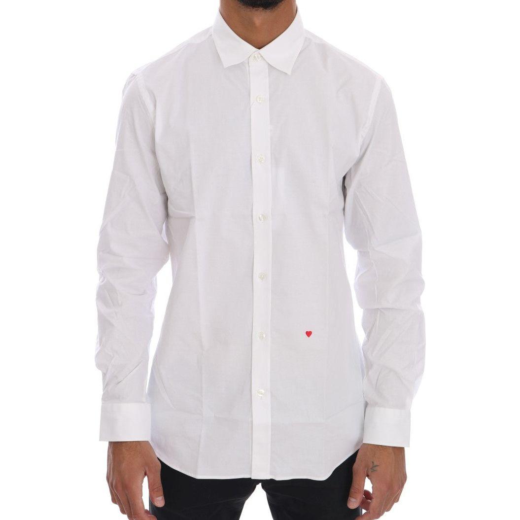 Moschino Elegant White Slim-Fit Cotton Shirt Moschino Light Gray