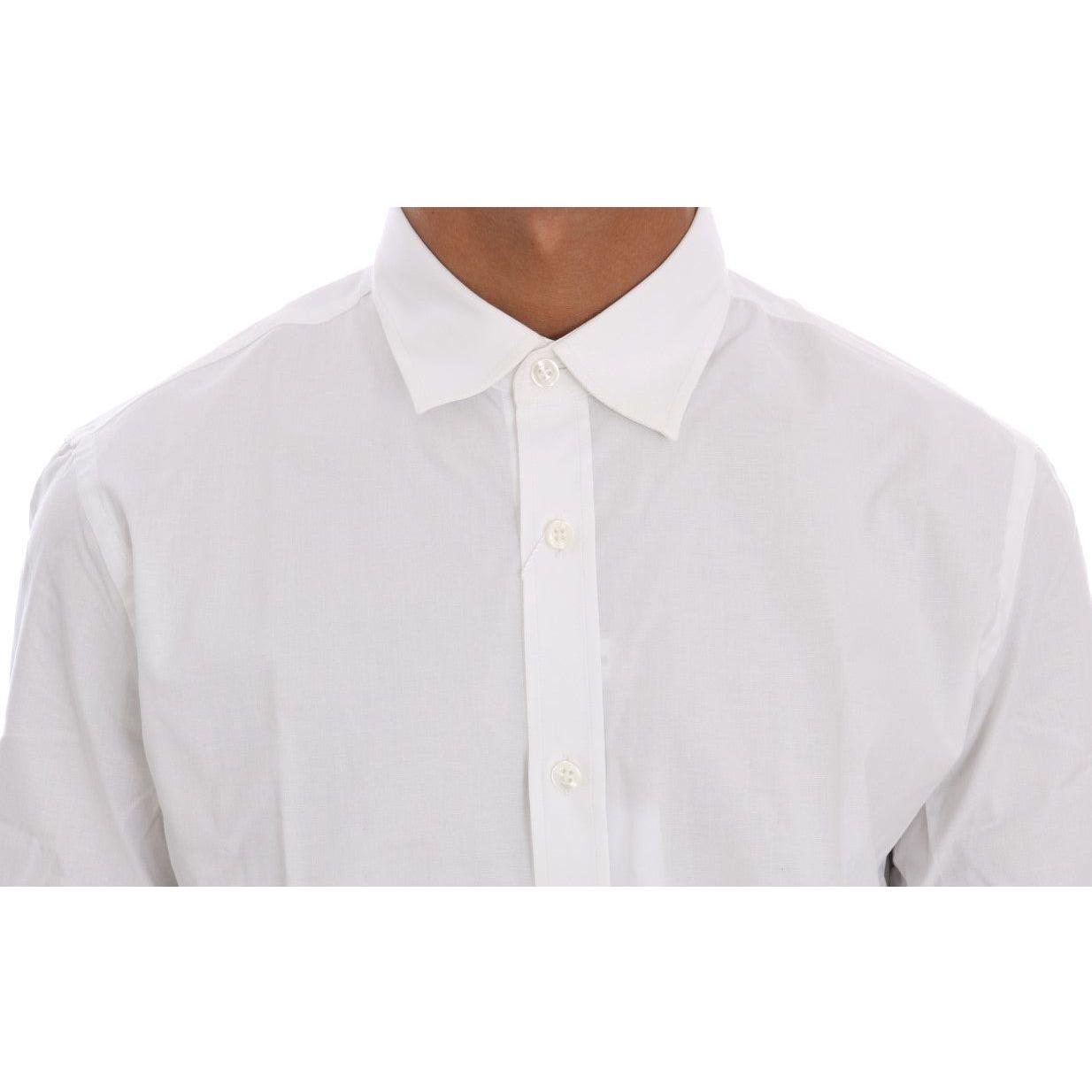 Moschino Elegant White Slim-Fit Cotton Shirt Moschino Light Gray